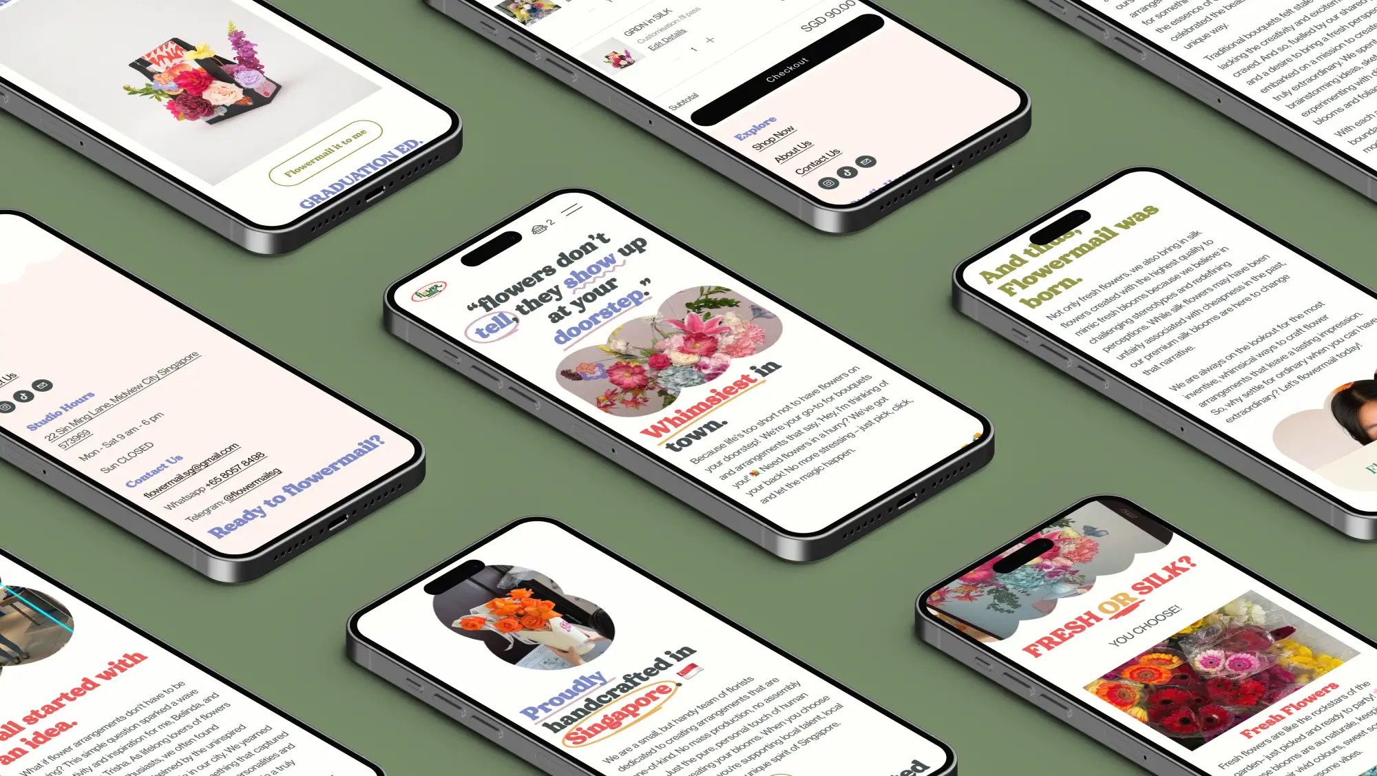 IPhone Mockups of a Flower Delivery's Digital Shop