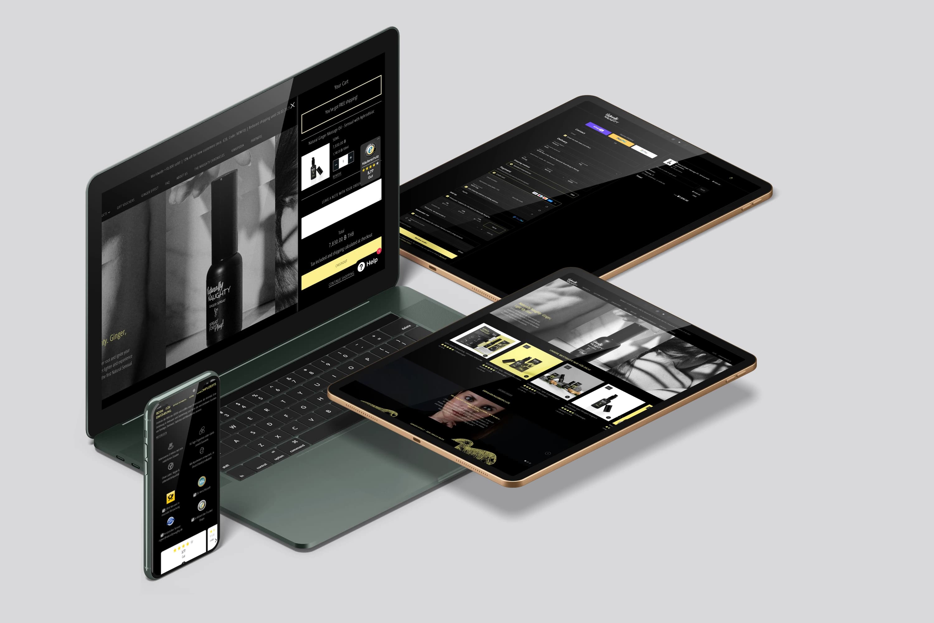 A Macbook showing a landing page of a Adult Toy Company